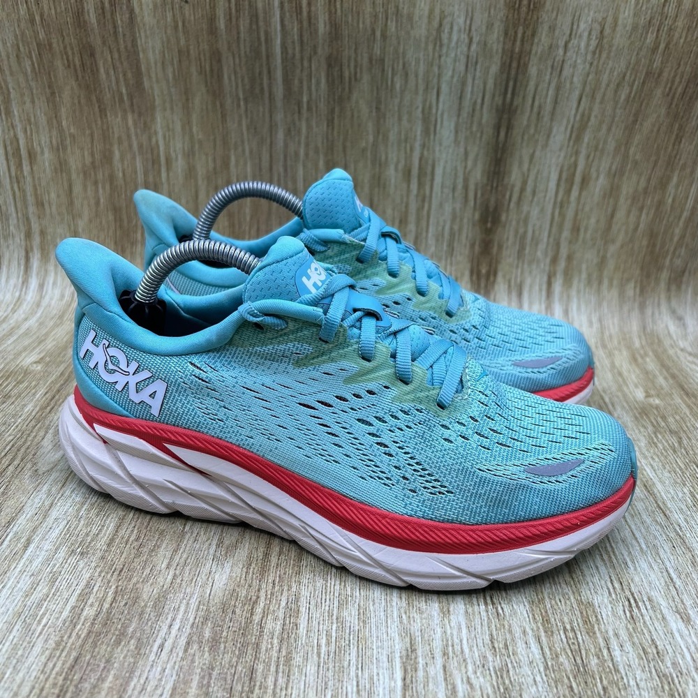 Hoka One One Clifton 8 Women's Size 6.5 D Wide Blue Teal Sneakers Running Shoes